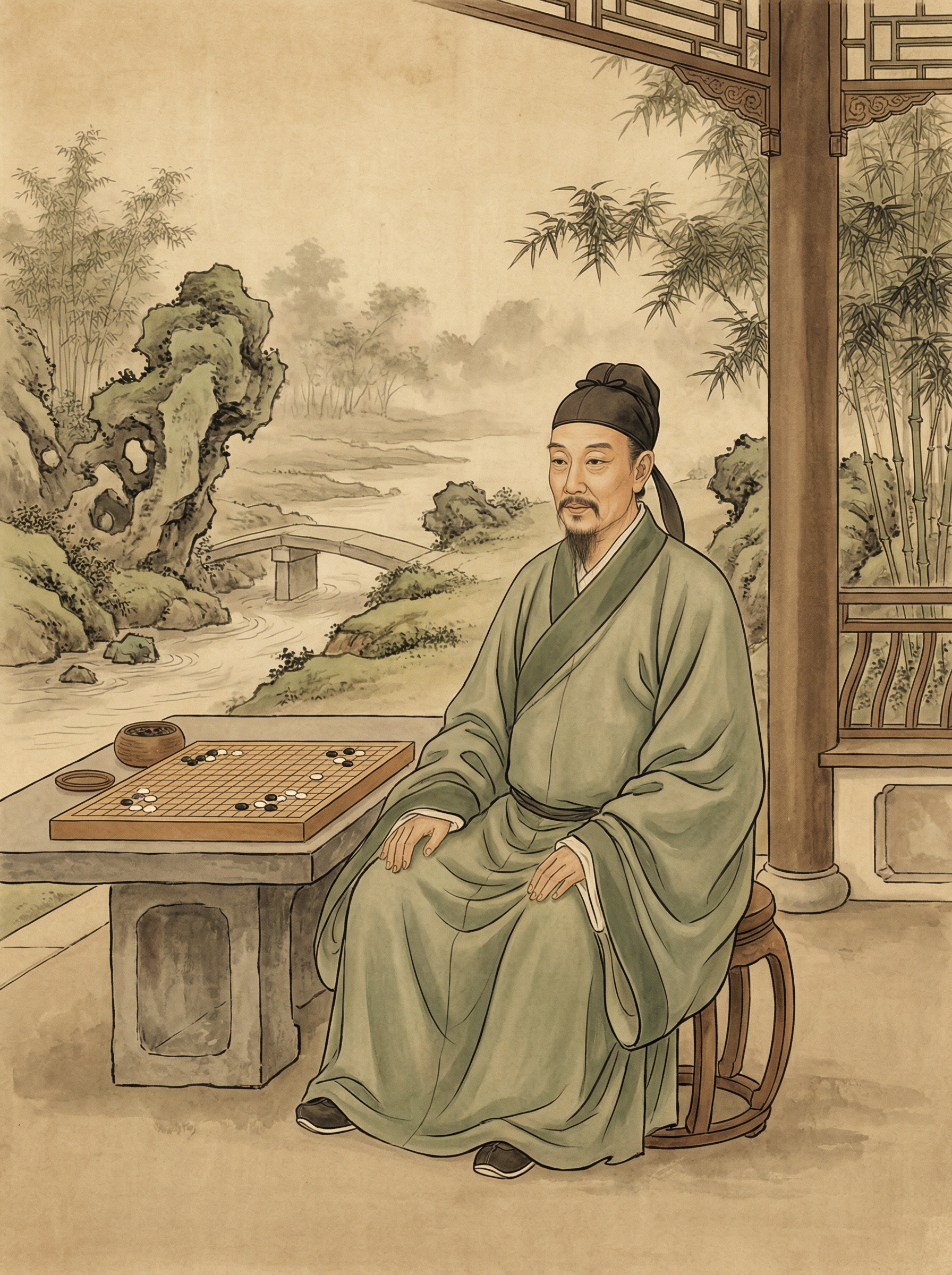 开元棋牌 - 清代围棋大师施襄夏画像
